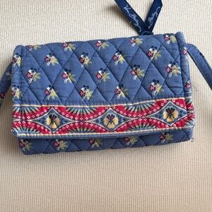 Vera Bradley Blue and Pink Floral Quilted Wallet/Shoulder Bag.